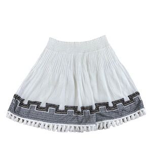 J. CREW Women’s White & Black Embroidered Gauzy BOHO Mini‎ Skirt Sz XS